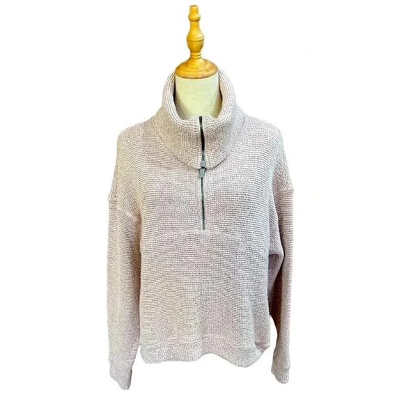 Sweaty Betty Pink Restful Boucle Quarter Zip Sweatshirt Size S - Picture 2 of 6